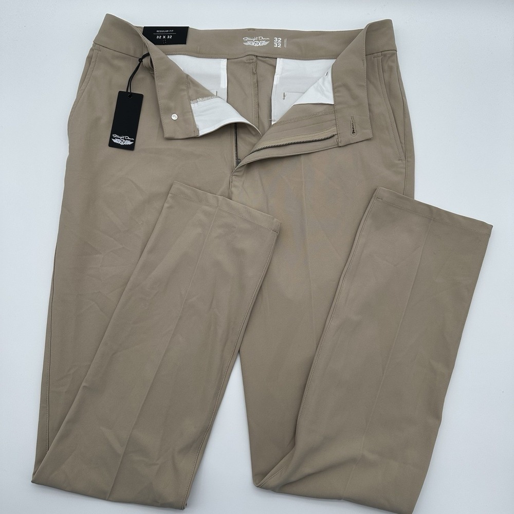 Straight Down Quest Performance Tan Golf Pants Men's 32x32 Regular FIT Poly NEW